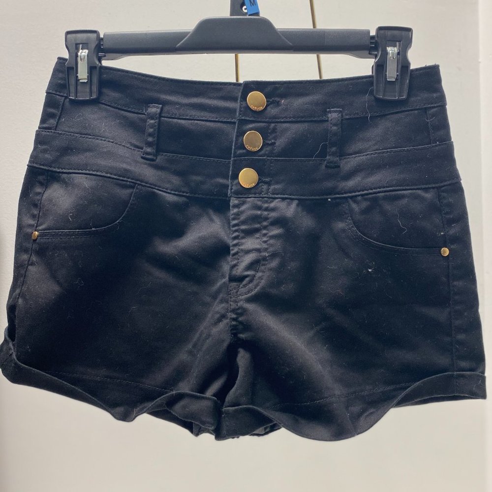 Juniors Black High Waisted Short Shorts